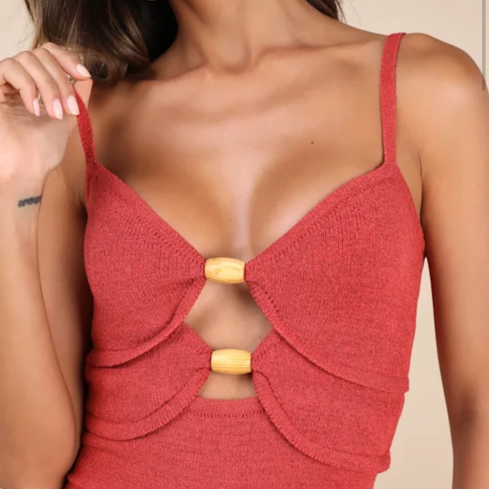 Red Knit Midi Sweater Dress